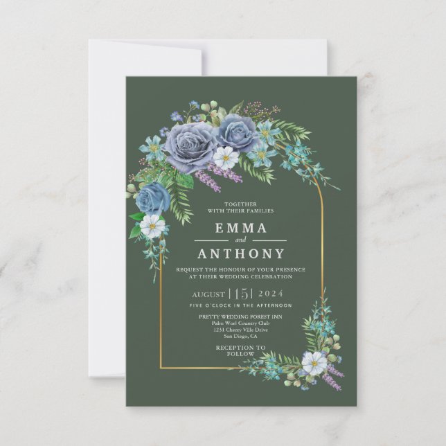 Watercolor Elegant Bohemian Wedding Invitation (Front)