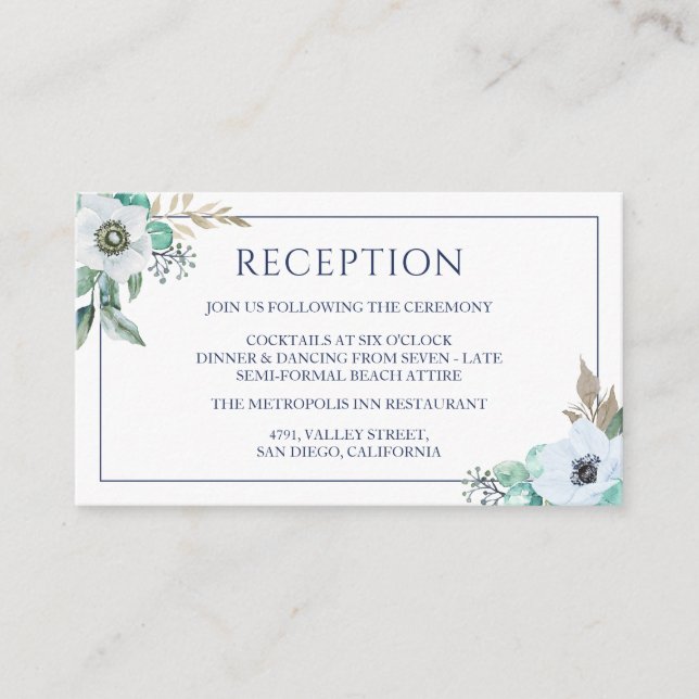 Watercolor Elegant Bouquet Wedding Reception Enclosure Card (Front)