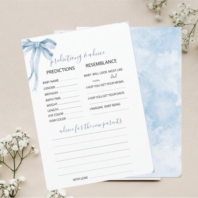 Watercolor Elegant Bow Ribbon Blue Predictiong Adv Invitation (Creator Uploaded)