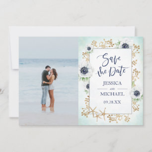 Watercolor Elegant Cute Anemone Flower Photo Save The Date