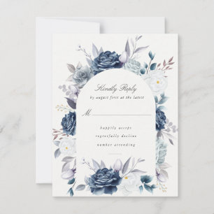 Watercolor Elegant Dusty Blue Floral rsvp
