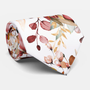 Watercolor Elegant Fall Rustic Gum Eucalyptus Tie