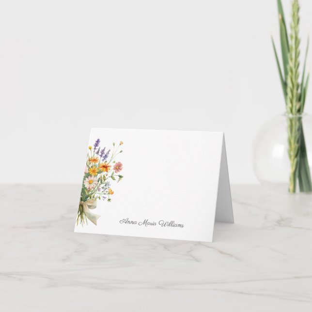 Watercolor Elegant Floral Note Card (Front)