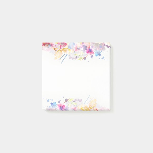 Watercolor Elegant Floral Pastel Post-it Notes (Front)