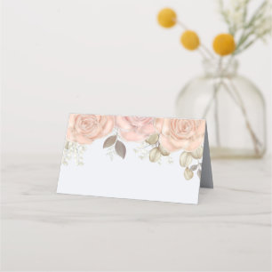 Watercolor Elegant Floral Rose Gold Greenery Place Card