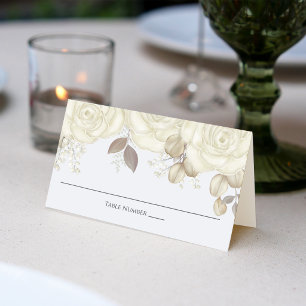 Watercolor Elegant Floral Rose Gold Greenery Place Card