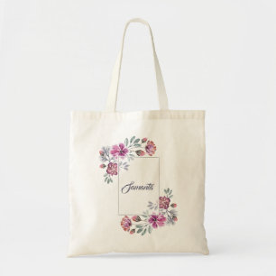 Watercolor elegant floral wreath tote bag