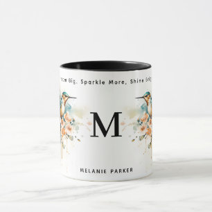 Watercolor Elegant Hummingbird Monogram With Name Mug