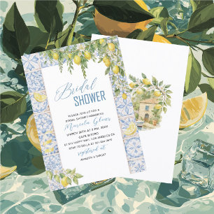 Watercolor Elegant Lemons Italian Mediterranean Br Invitation