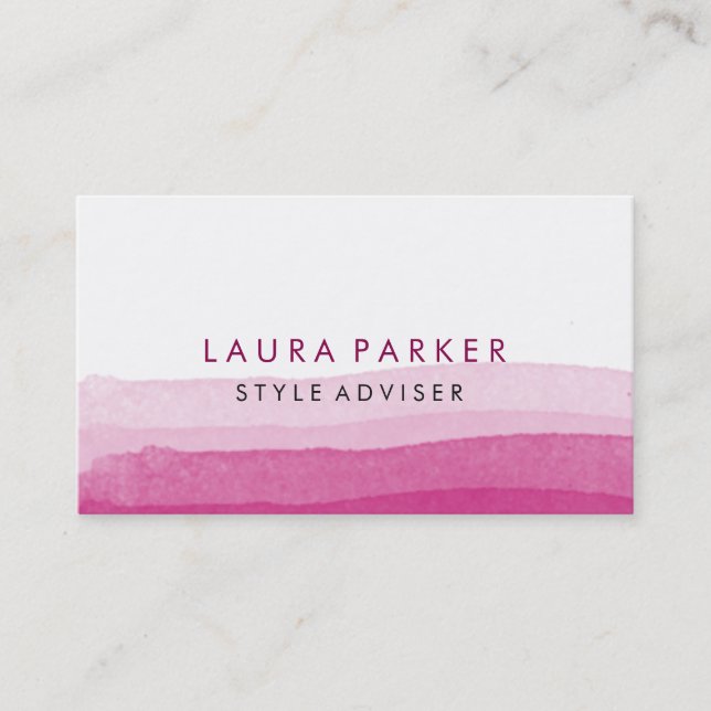 Watercolor Elegant Minimal Subtle Pink Splatter Business Card (Front)