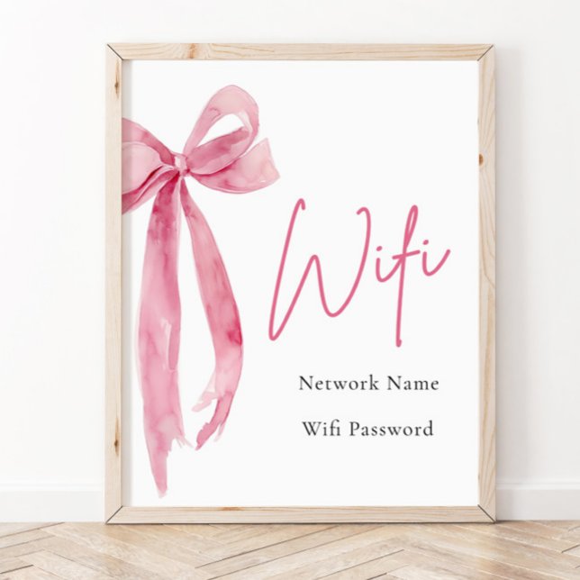Watercolor Elegant Modern Blush Pink Bow Wifi Sign (Creator Uploaded)
