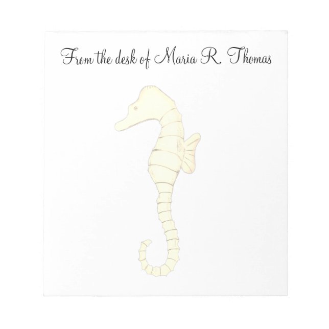 Watercolor Elegant Modern Seahorse Sealife Notepad (Front)