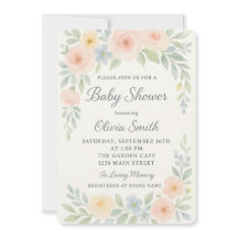 Watercolor Elegant Pastel Floral Baby Shower