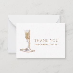 Watercolor Elegant Perls Prosecco Bridal Shower Th Card
