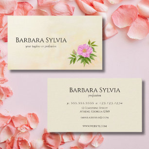Watercolor Elegant Pink Beach Rose Business Card