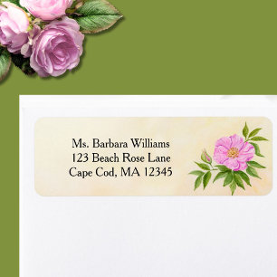 Watercolor Elegant Pink Beach Rose Return Address