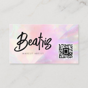 Watercolor elegant pink feminine girly Holographic Business Card