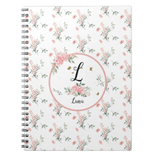 Watercolor Elegant Pink Roses with Butterflies Notebook