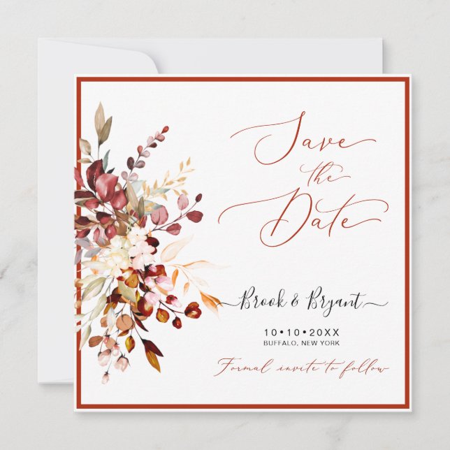 Watercolor Elegant Rustic Fall  Gum Eucalyptus  Invitation (Front)