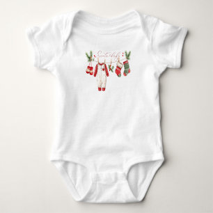 Watercolor Elegant Santa Baby Christmas Baby Showe Bodysuit