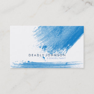Watercolor Elegant Simple Splatter Blue Business Card