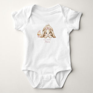 Watercolor Elegant some bunny birthday grangmille Baby Bodysuit