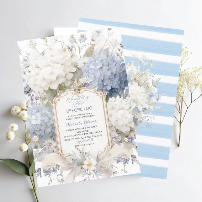 Watercolor Elegant  Something Blue Bridal Shower Invitation (Creator Uploaded)