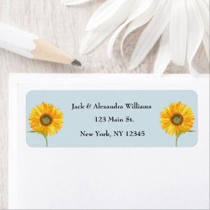 Watercolor Elegant Sunflower Boho Dusty Blue