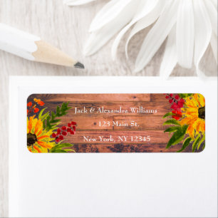 Watercolor Elegant Sunflower Rustic Fall Wood
