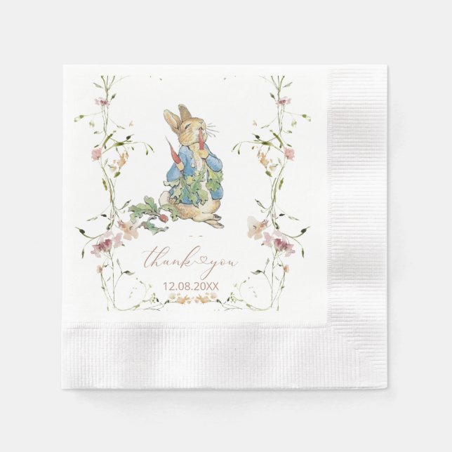  Watercolor Elegant Wildflower Peter Rabbit  baby  Napkin (Front)