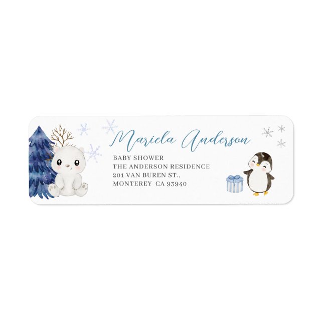 Watercolor Elegant Winter arctic animals baby show (Front)