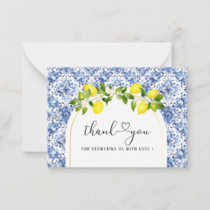 Watercolor ElegantCitrus Lemon baby shower thank y Card