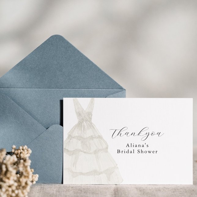 Watercolor elegent white simple Dress Thank You Card (Creator Uploaded)