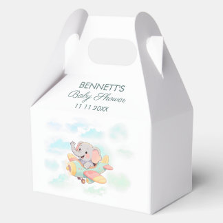Watercolor Elephant Airplane Baby Shower Favor Box