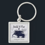 Watercolor Elephant Art Wild and Free Personalised Keychain<br><div class="desc">Elegant elephant lovers personalised keychain.</div>