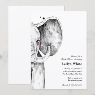 Watercolor Elephant   Baby Shower invitation