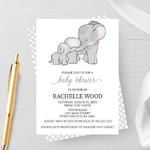 Watercolor Elephant Baby Shower Invitation