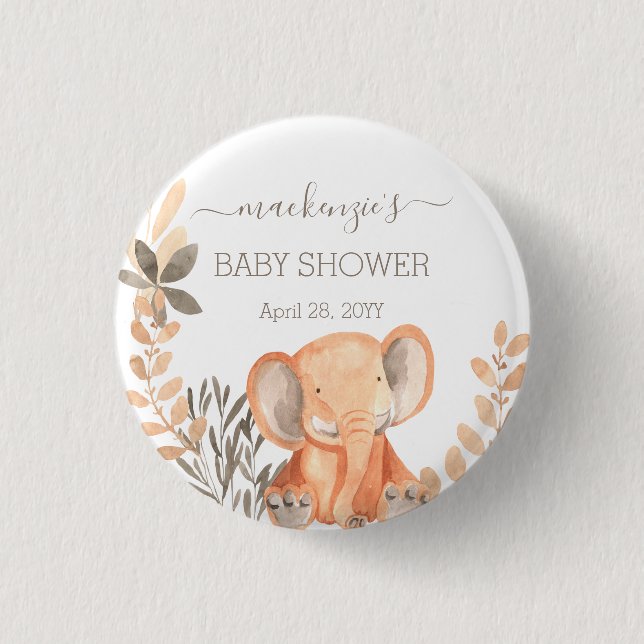 Watercolor Elephant Boho Safari  1 Inch Round Button (Front)