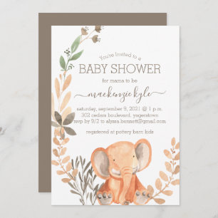 Watercolor Elephant Boho Safari Baby Shower