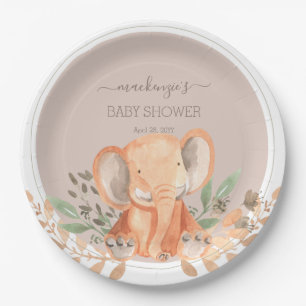 Watercolor Elephant Boho Safari Paper Plate