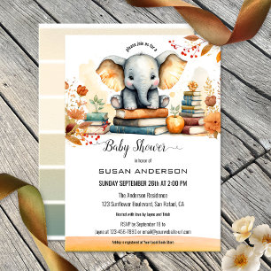 Watercolor Elephant Books Baby Shower Invitation