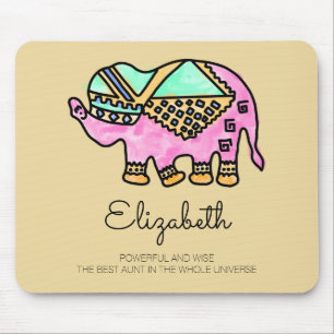 Watercolor elephant colourful modern personalized mouse pad