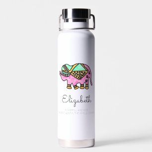 Watercolor elephant colourful modern personalized  water bottle