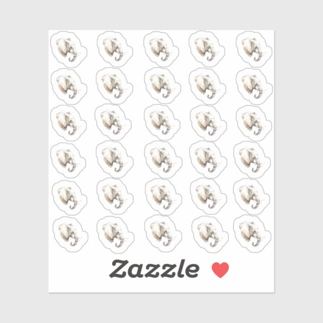 Watercolor Elephant Head Mini Stickers (Sheet)