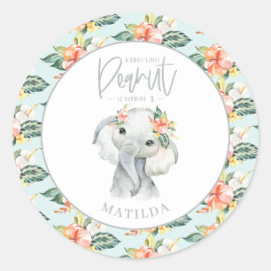 Watercolor elephant little peanut birthday party classic round sticker