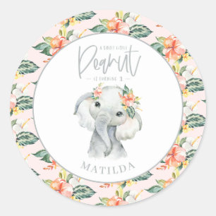 Watercolor elephant little peanut birthday party classic round sticker