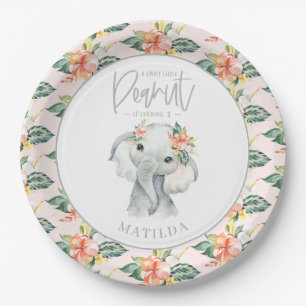 Watercolor elephant little peanut birthday party paper plate