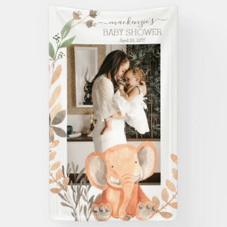 Watercolor Elephant Safari Baby Shower Banner