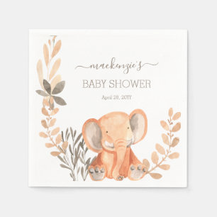 Watercolor Elephant Safari Baby Shower Napkin