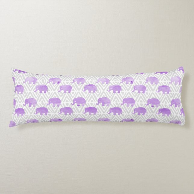 Watercolor Elephant Shibori Primitive Chevron Body Pillow (Front)